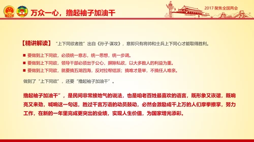 撸起袖子加油干聚焦两会党政大气PPT模板