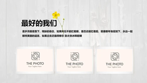唯美怀旧木纹风格致青春毕业纪念册动态PPT模板