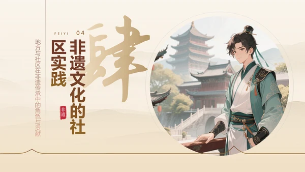 棕色中国风非遗文化的传承与创新之路PPT模板