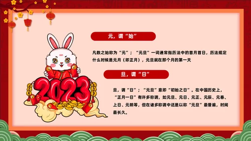 兔年快乐元旦的起源与习俗通用PPT模板