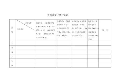 征文比赛评分表