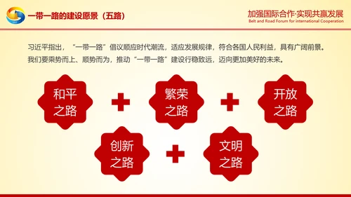 大气红绸一带一路高峰论坛解读PPT模板