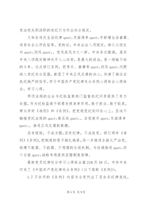 最新党员纪律处分学习心得体会.docx