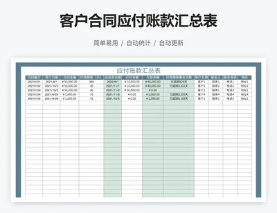 客户合同应付账款汇总表