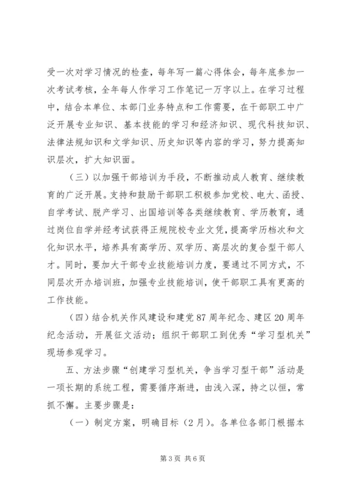高XX县区“创建学习型机关，争做学习型干部”活动实施方案.docx