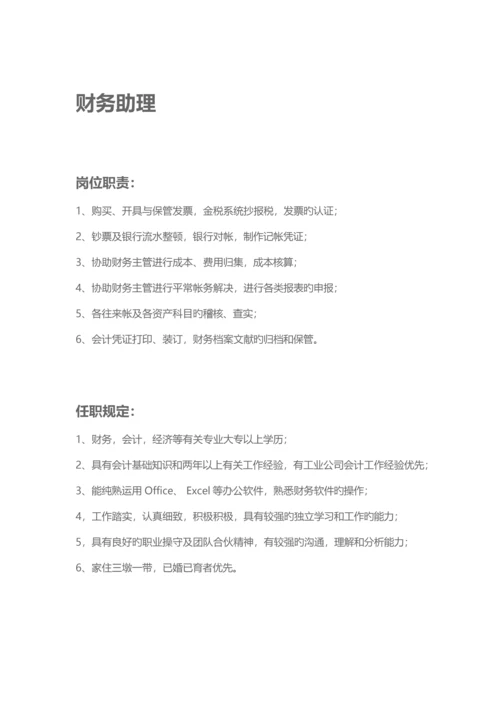 财务、采购、仓管招聘岗位职责及要求.docx