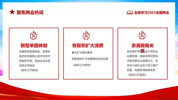 红色飘带大气党课全面学习解读我国两会PPT