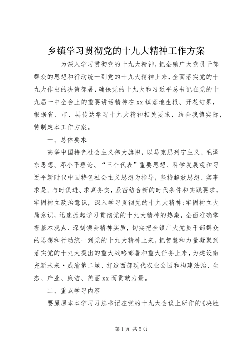 乡镇学习贯彻党的十九大精神工作方案.docx