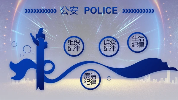 蓝色大气公安机关年终工作总结新年计划PPT