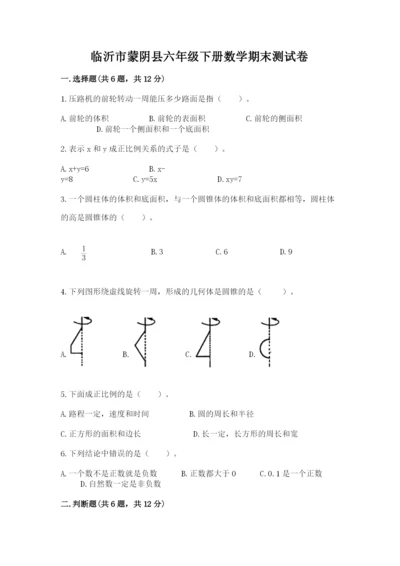 临沂市蒙阴县六年级下册数学期末测试卷及一套参考答案.docx