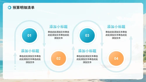 蓝色清新水彩风暑假旅行计划出游规划PPT模板