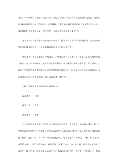 2023年自考汉字学概论复习资料.docx