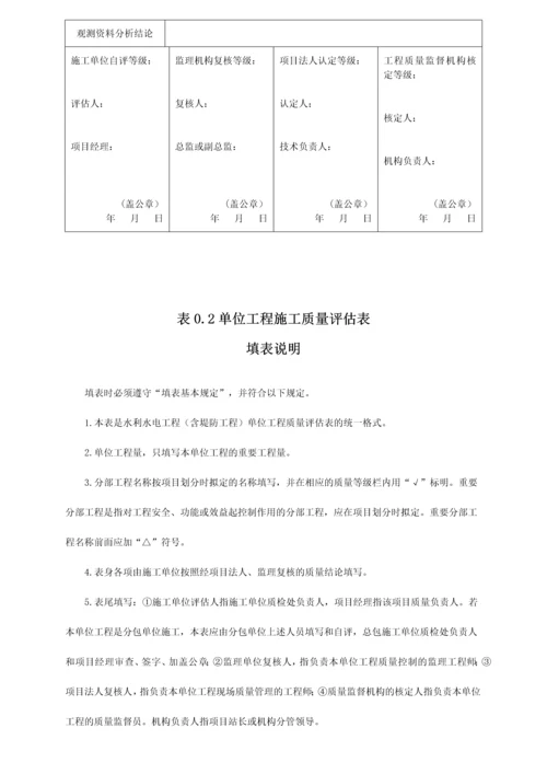 水利水电工程主要验收表格.docx