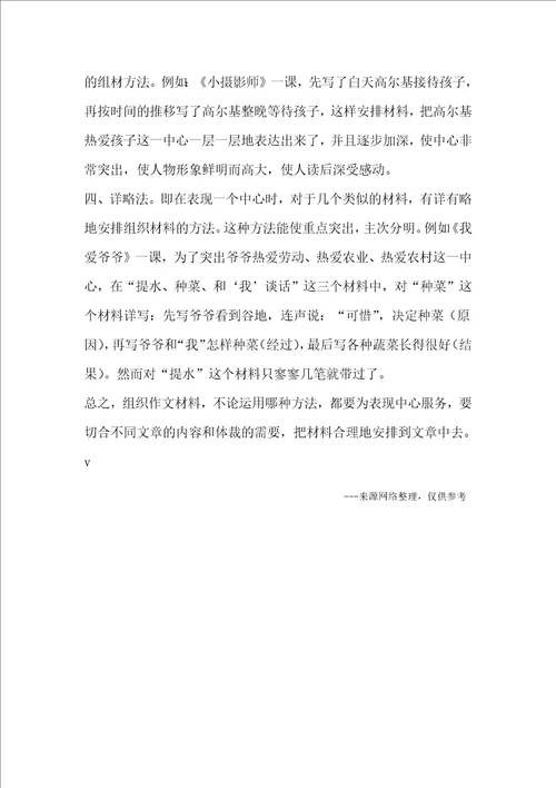 怎样组织习作材料