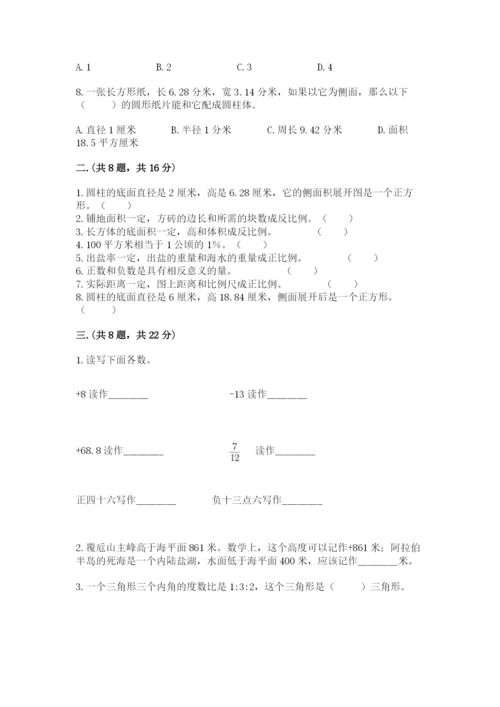 人教版数学小升初模拟试卷附完整答案【名师系列】.docx