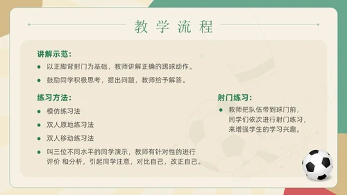 扁平插画简约风足球正脚背踢球培训学生运动讲座PPT