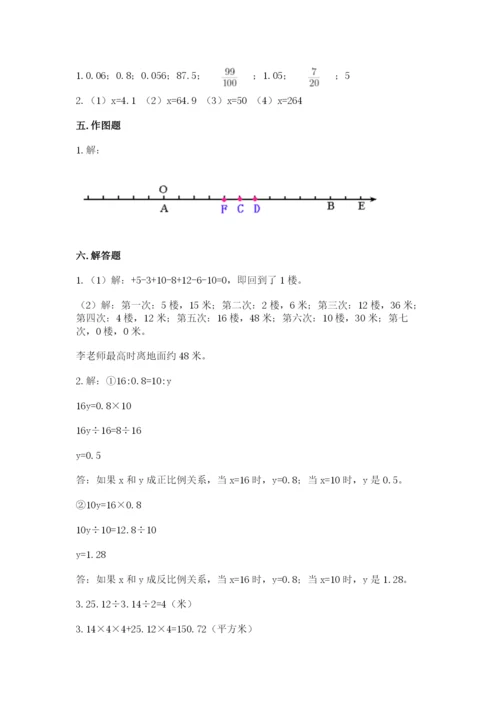 三门县六年级下册数学期末测试卷精品带答案.docx