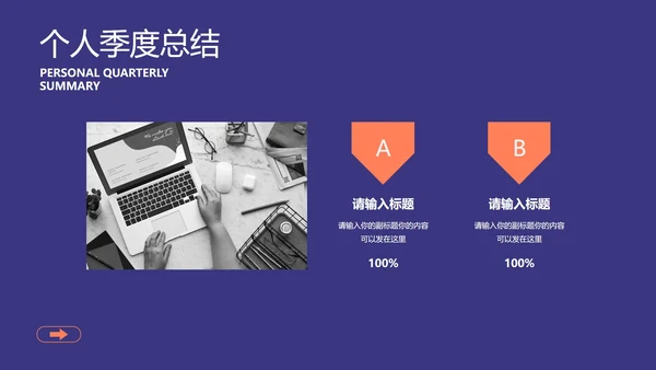 蓝色微立体个人总结汇报PPT模板