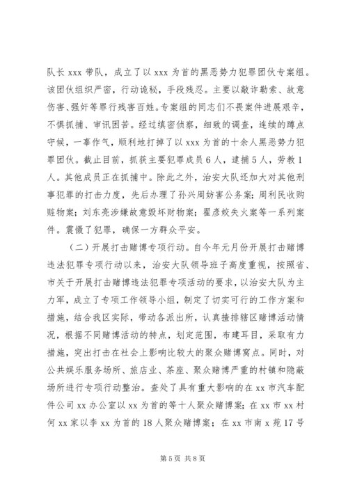 治安大队上半年工作总结暨下半年工作安排.docx