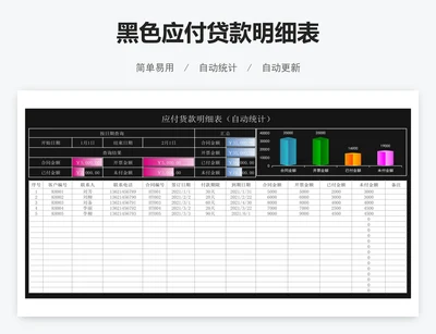 黑色应付贷款明细表
