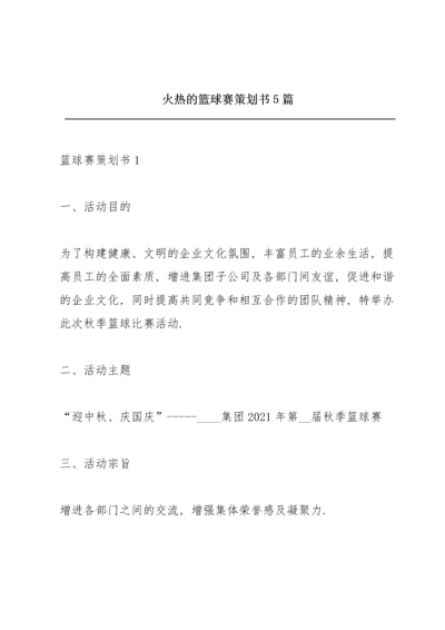 火热的篮球赛策划书5篇.docx