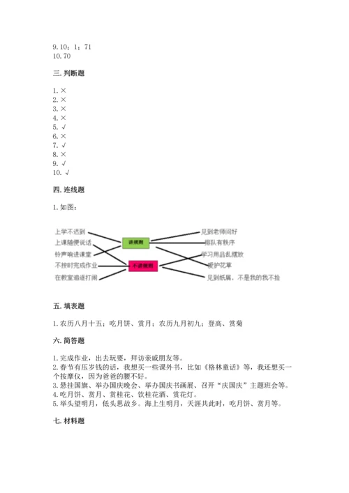 部编版二年级上册道德与法治期中测试卷精品（模拟题）.docx