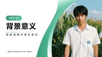 章节页-绿色渐变实景大学生三下乡纪实PPT单页