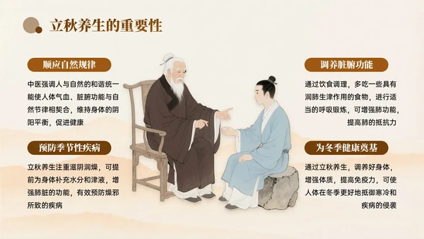 棕色中国风立秋中医养生PPT模板