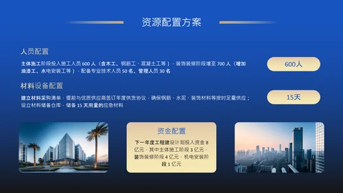 蓝色商务风房地产项目年度工程进度述职PPT