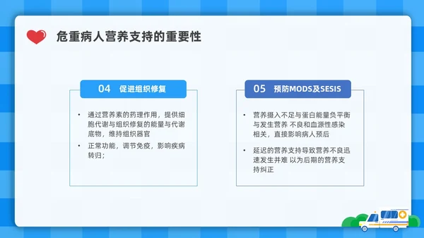 蓝色简约插画危重患者的营养支持和护理培训PPT全民营养周