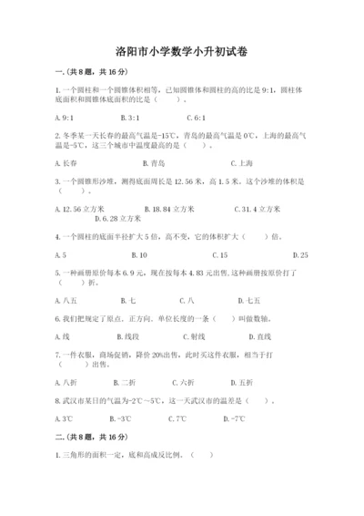 洛阳市小学数学小升初试卷带答案（培优a卷）.docx