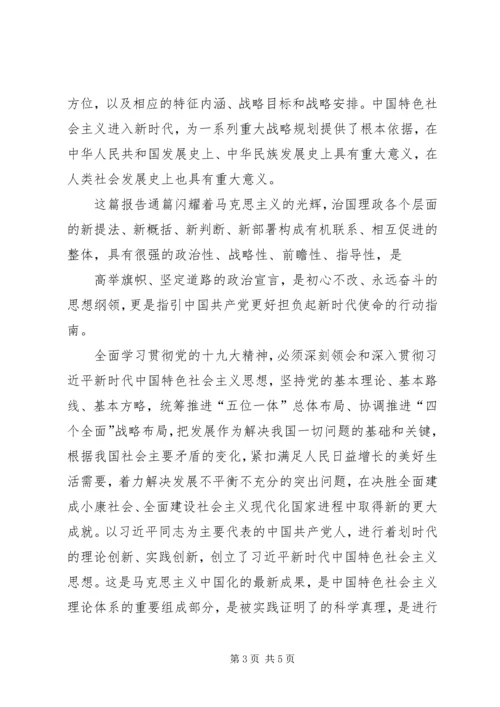 党的十九大精神学习心得(党办).docx