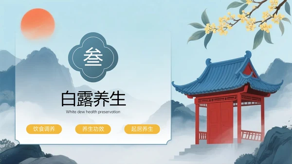 蓝绿黄色中国风白露节气PPT模板