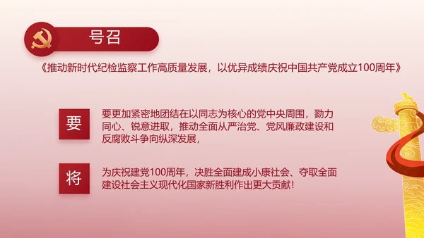 红色大气纪检干部工作总结动态PPT