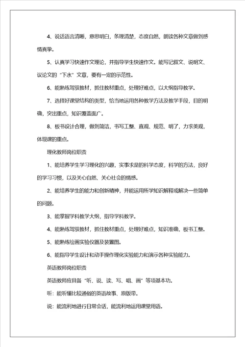 教师岗位职责情况小结共11篇