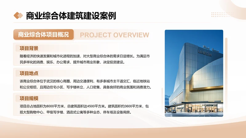 茶色商务风商业综合体建筑建设案例页