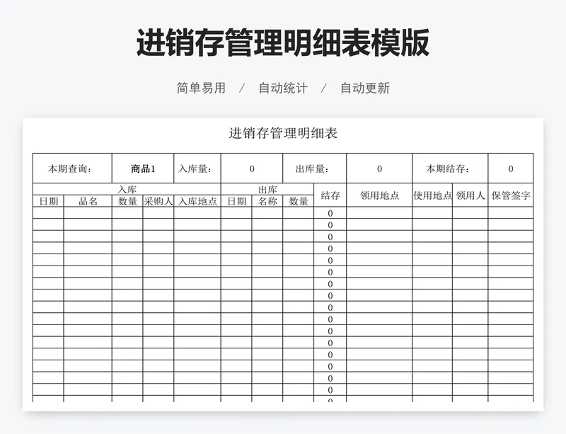 进销存管理明细表模版