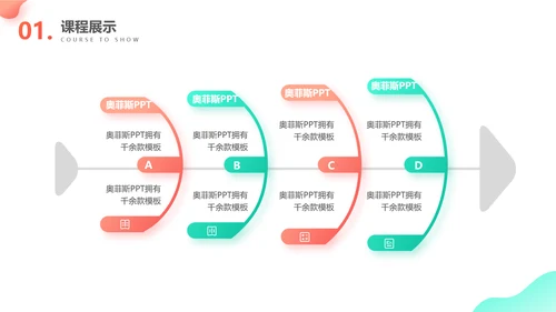 红色插画风英语课程展示PPT套装