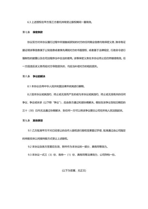 合伙人股权授予协议代持.docx