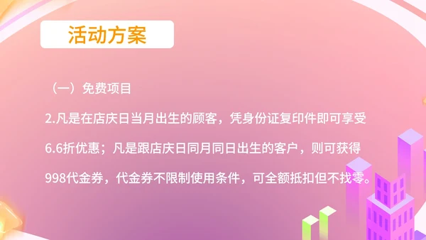 粉色孟菲斯风商场店庆大促优惠活动策划方案PPT模板