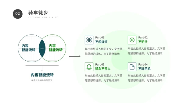 绿色卡通风交通安全保护自己教育主题班会PPT