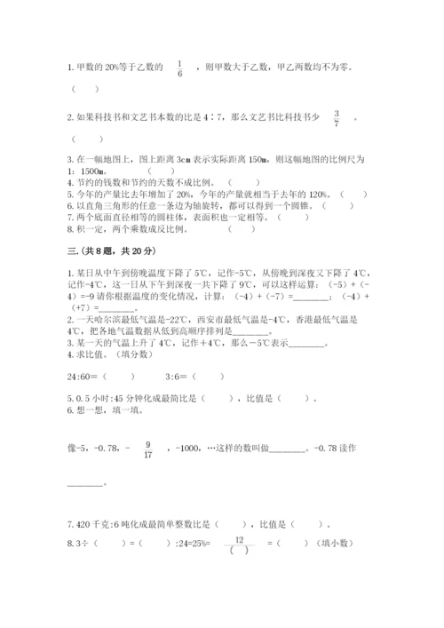 人教版数学六年级下册试题期末模拟检测卷带答案（基础题）.docx