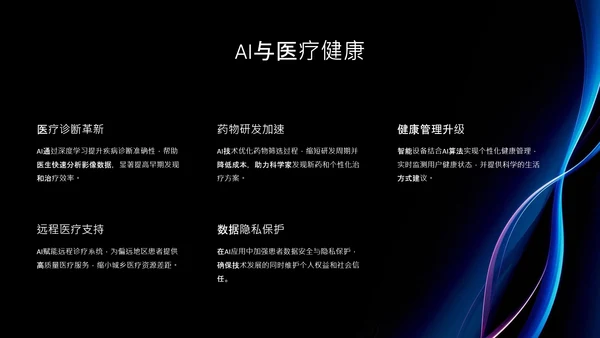 蓝黑色简约科技感人工智能介绍PPT模板