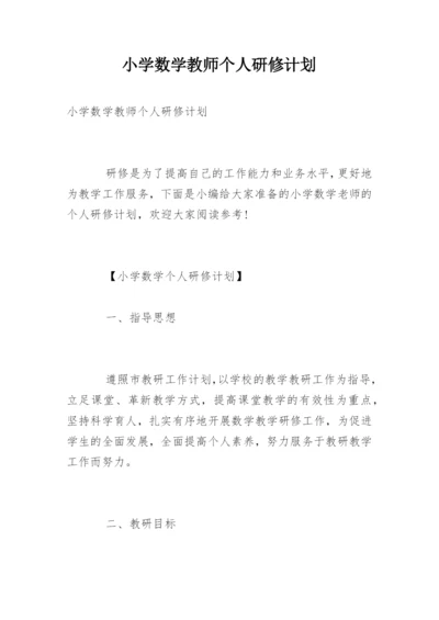 小学数学教师个人研修计划.docx