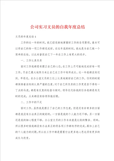 公司实习文员的自我年度总结