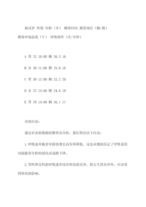 呼吸速率的测定实验报告