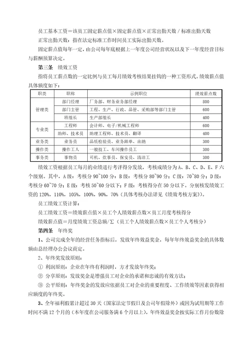xx有限公司 薪酬管理方案