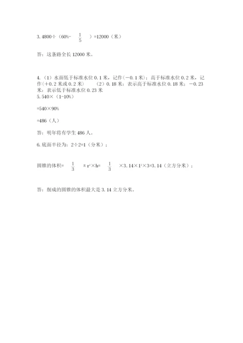 西师大版数学小升初模拟试卷及完整答案（各地真题）.docx