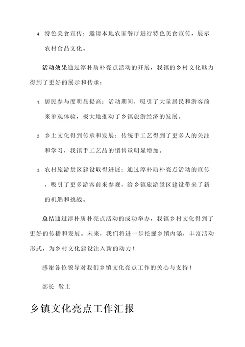 乡镇文化亮点工作汇报