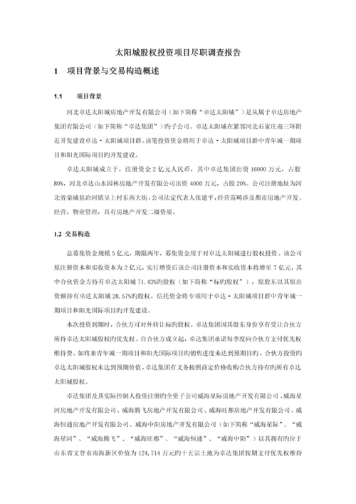 房地产股权投资专项项目尽职详细调查汇总报告.docx